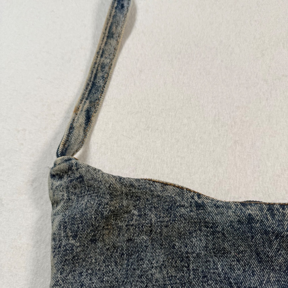Vintage Mitzi Acid Wash Denim Hobo Shoulder Bag Blue 80s Retro Western Boho - Picture 6 of 12